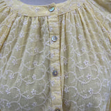 women Free People Down from the Clouds Cotton Eyelet Lace Button Front Butter Yellow Top L/XL