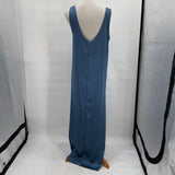 women Zara Bias Cut Satin Tank Slip Dress Blue Dress L