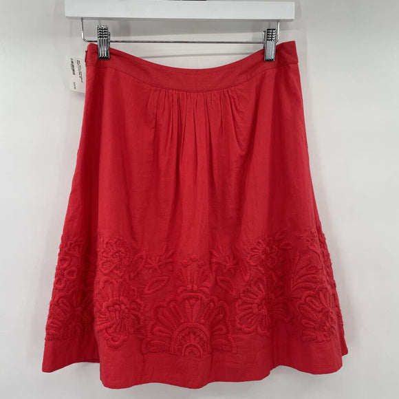 women Boden Embroidered Bright Coral Pink Skirt 2P