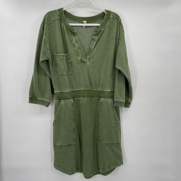 women Daily Practice - Anthro Terry Cloth Green Dress M