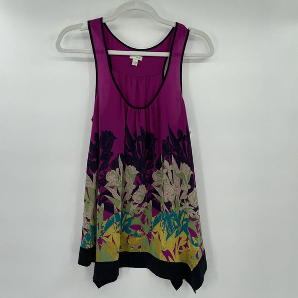 women Odille Silk Print Tank Magenta Purple Top 4