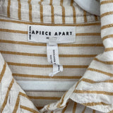 women Apiece Apart Cotton/Linen Striped Button Front Cream and Mustard Top L