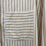 women Apiece Apart Cotton/Linen Striped Button Front Cream and Mustard Top L