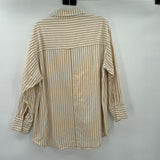 women Apiece Apart Cotton/Linen Striped Button Front Cream and Mustard Top L