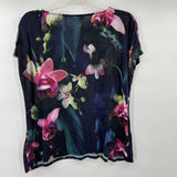 women Ted Baker Orchid Floral Print Tee Black Knit Top 4