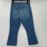 women Loft Button Fly Kick Crop Blue Jeans 28/6