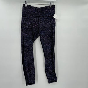 women Lululemon Print Leggings Black Purple Activewear 8