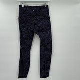 women Lululemon Print Leggings Black Purple Activewear 8