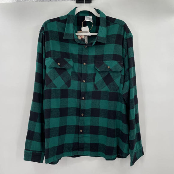 men Adventuridge NWT Buffalo Check Cotton Flannel Green and Black Top XL