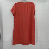 women J.Jill Embroidered Linen Coral Dress 16