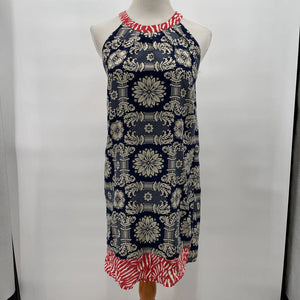 women THML - Anthro Mixed Print Blue Cream Red Dress M