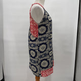 women THML - Anthro Mixed Print Blue Cream Red Dress M