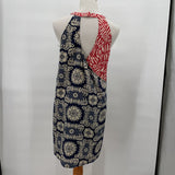 women THML - Anthro Mixed Print Blue Cream Red Dress M