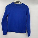 women Lands End Cotton Pullover Cobalt Sweater S