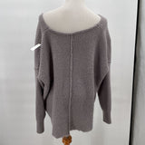 women Free People Waffle Knit Oversized Purplish Gray Sweater L/XL