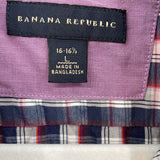 men Banana Republic Plaid Button Down Blue Red White Top L