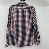 men Banana Republic Plaid Button Down Blue Red White Top L