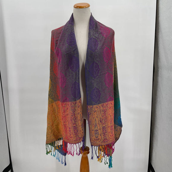 women Cashmere Rainbow Stripe Scarf