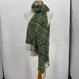 women Pashmina/Silk Blend Celtic Knot Green Scarf