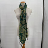 women Pashmina/Silk Blend Celtic Knot Green Scarf