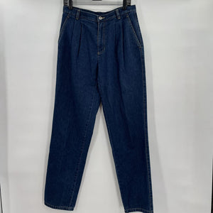 women Liz Claiborne Vintage Pleated Dark Wash Blue Jeans 10R