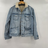 women Topshop Sherpa Lined Denim Jean Blue Jacket 4