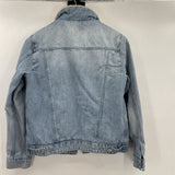 women Topshop Sherpa Lined Denim Jean Blue Jacket 4