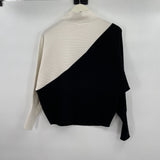 women Tahari Diagonal Colorblock Black White Sweater S