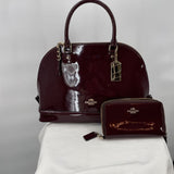 women Coach NWT Sierra Patent Satchel Oxblood Purse