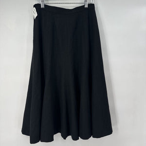 women Vintage Wool Midi Tulip Black Skirt 6