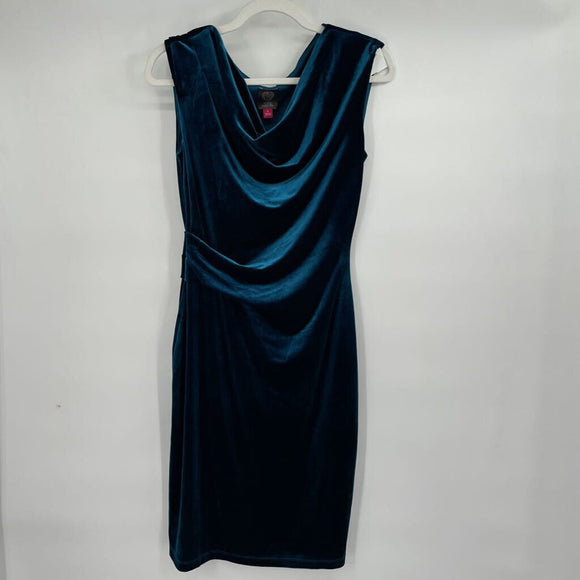 women Vince Camuto Sleeveless Velvet Cocktail Teal Blue Dress 6