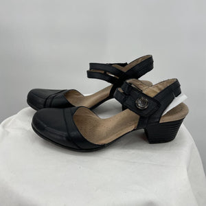 women Clark's Collection Closed Toe Ankle Strap Leather Black Shoes 8