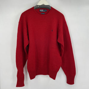 men Polo by Ralph Lauren Vintage Wool Crewneck Red Sweater M