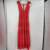 women Vici Ruffle Maxi Coral Dress XS