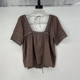 women Iro Cotton & Silk Square Neck Brown Top FR38/US6