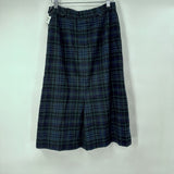 women Pendleton Vintage Blackwatch Plaid Wool Knee Length Pencil Navy Blue Hunter Green Skirt 6