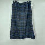 women Pendleton Vintage Blackwatch Plaid Wool Knee Length Pencil Navy Blue Hunter Green Skirt 6