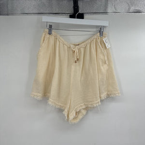 women Free People Mirella Baggy Linen/Cotton Cream Shorts L