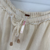 women Free People Mirella Baggy Linen/Cotton Cream Shorts L