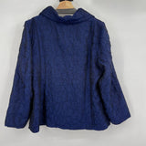 women Chico's Textured Zip Front Navy Blue Jacket 2/L