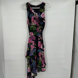 women Tahari Sleeveless Rose Floral Print Midi Black Dress 14P