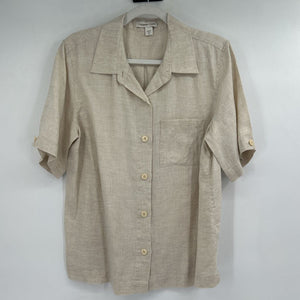 women Coldwater Creek Linen Button Front Cream Top M