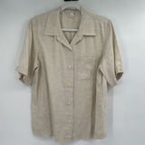 women Coldwater Creek Linen Button Front Cream Top M