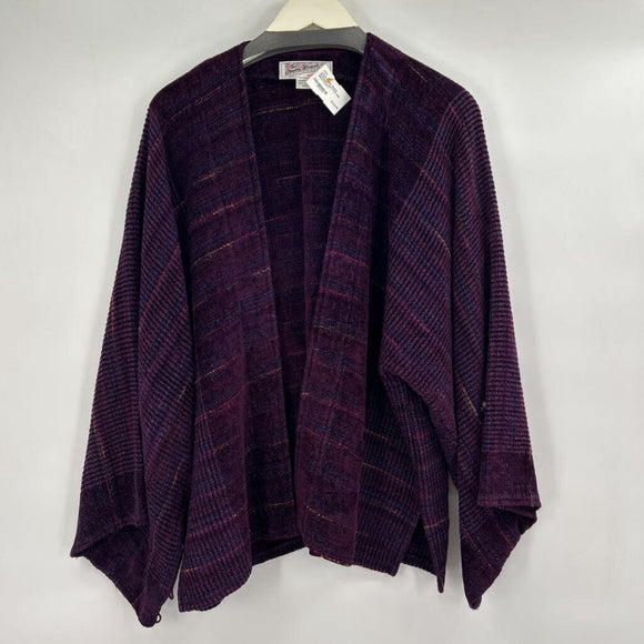 women Oregon Weaver Handwoven Open Front Bell Sleeve Purple Jacket L