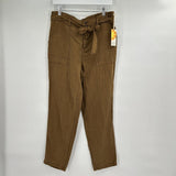 women C&C California NWT Belted Linen Blend Chestnut Pants M