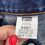 unisex Levi's Vintage 505 Straight Leg Blue Jeans 38x30