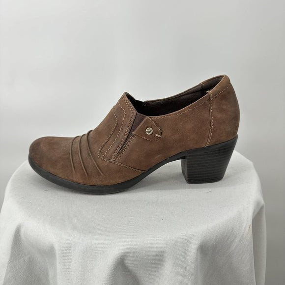 women Earth Origins Low Heel Leather Kacie Brown Shoes 8.5