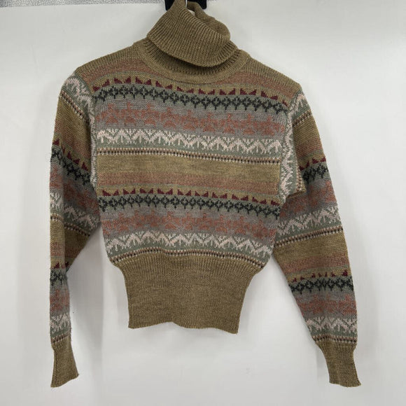 women Chuso Vintage Turtleneck Brown Sweater S