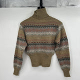 women Chuso Vintage Turtleneck Brown Sweater S