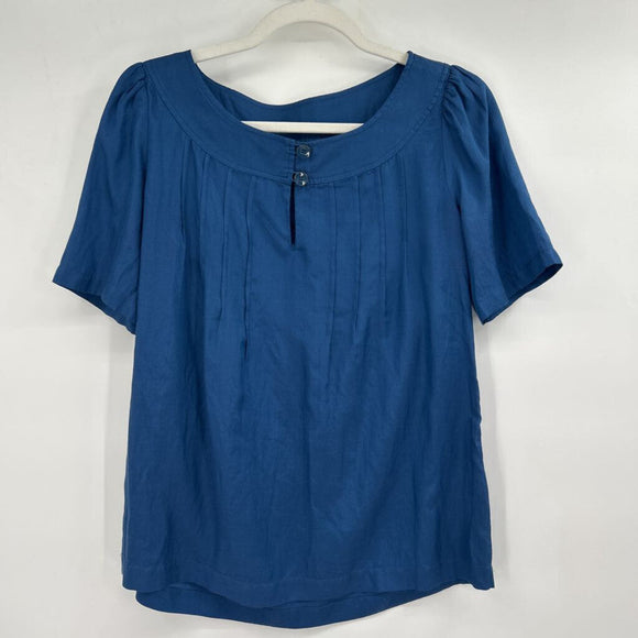 women Banana Republic Silk Cotton Blend Blouse Blue Top S